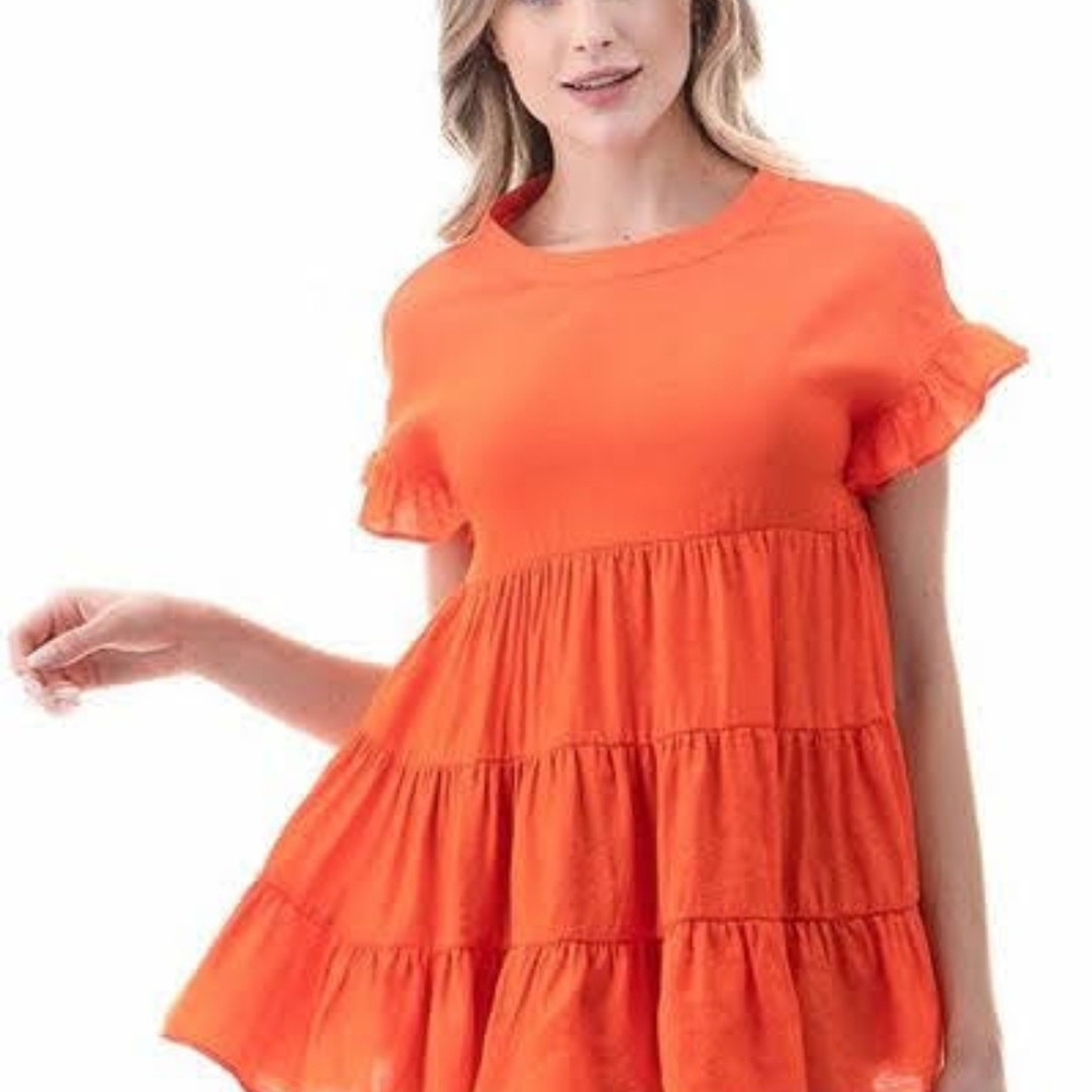 NWT, Medium, Orange Crinkle Tiered Top, Gameday